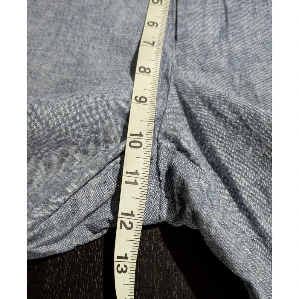 Perry Ellis Mens 32x30 Linen Blend Pants Light Blue Slim Fit Chino Flat Front